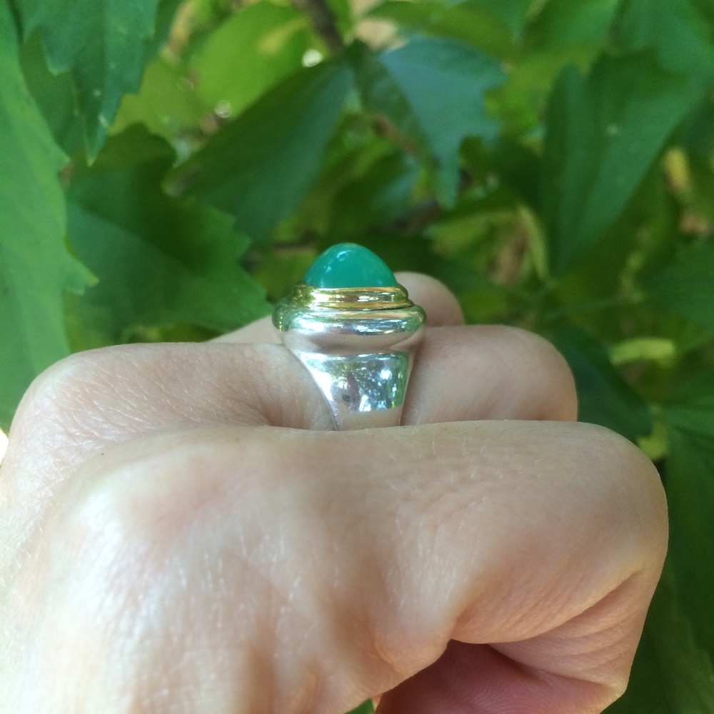 Tiffany & Co. Paloma Picasso 18k and sterling silver chrysoprase ring - Picture 5 of 6